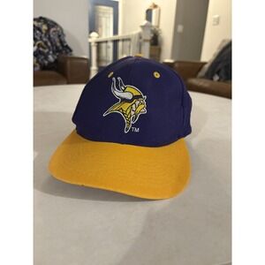 90s Vintage Logo 7 Minnesota Vikings Snapback Hat Purple Yellow NFL Mens OSFA